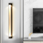 Postmodern Minimalist Strip Crystal Linear Wall Sconce — Crystal Glass, LED, 3000K Warm White, 22" Height, Black or Bronze