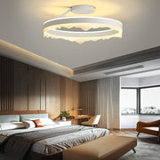 Round Flush-Mount Ceiling Light — White Iron & Acrylic, LED, Stepless Dimming with Remote, 16" or 20"