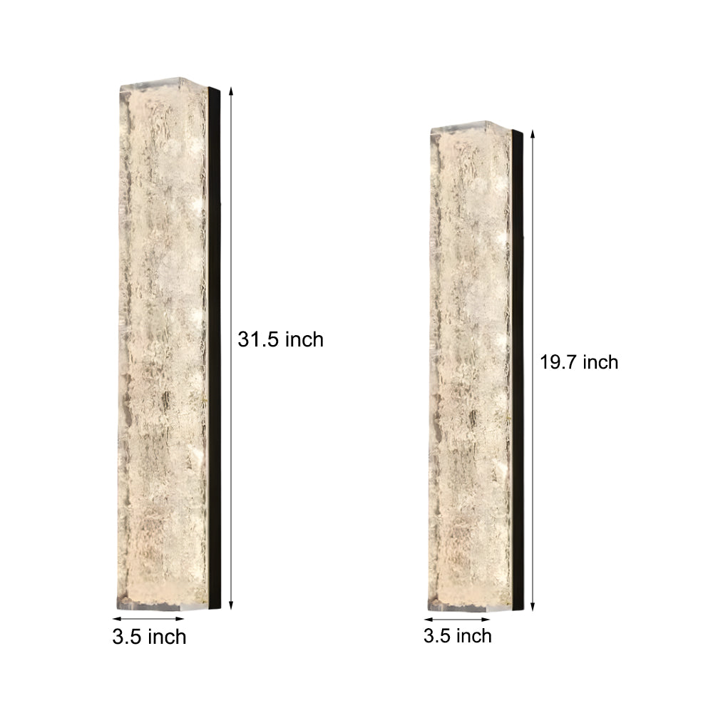 Rectangular Modern Wall Sconce — Brass and Clear Resin, Hardwired LED, 24W / 36W, 3000K Warm White