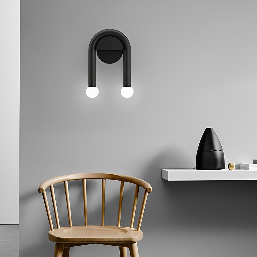 Modern Industrial 2-Light Wall Sconce — Black Iron and Glass, G4, Warm White 3000K