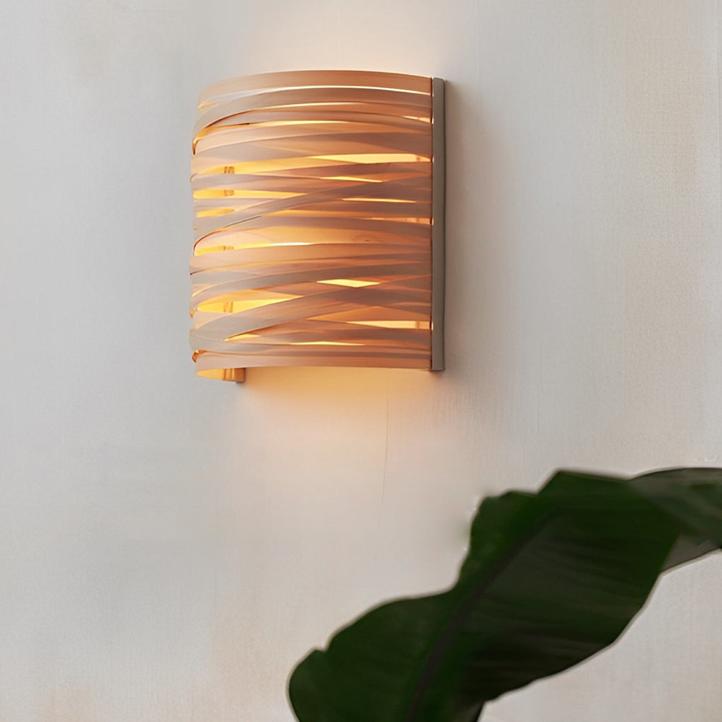 Handmade Semi-Cylindrical Wood Wall Sconce — Soft Ambient Light, Bedroom & Living