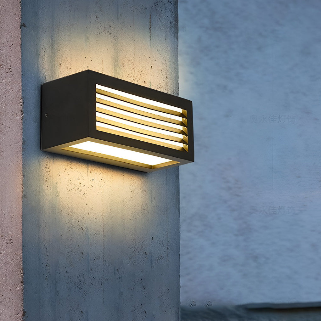 Modern Rectangular Outdoor Wall Sconce — Black Die-Cast Aluminum, 12W LED, Waterproof