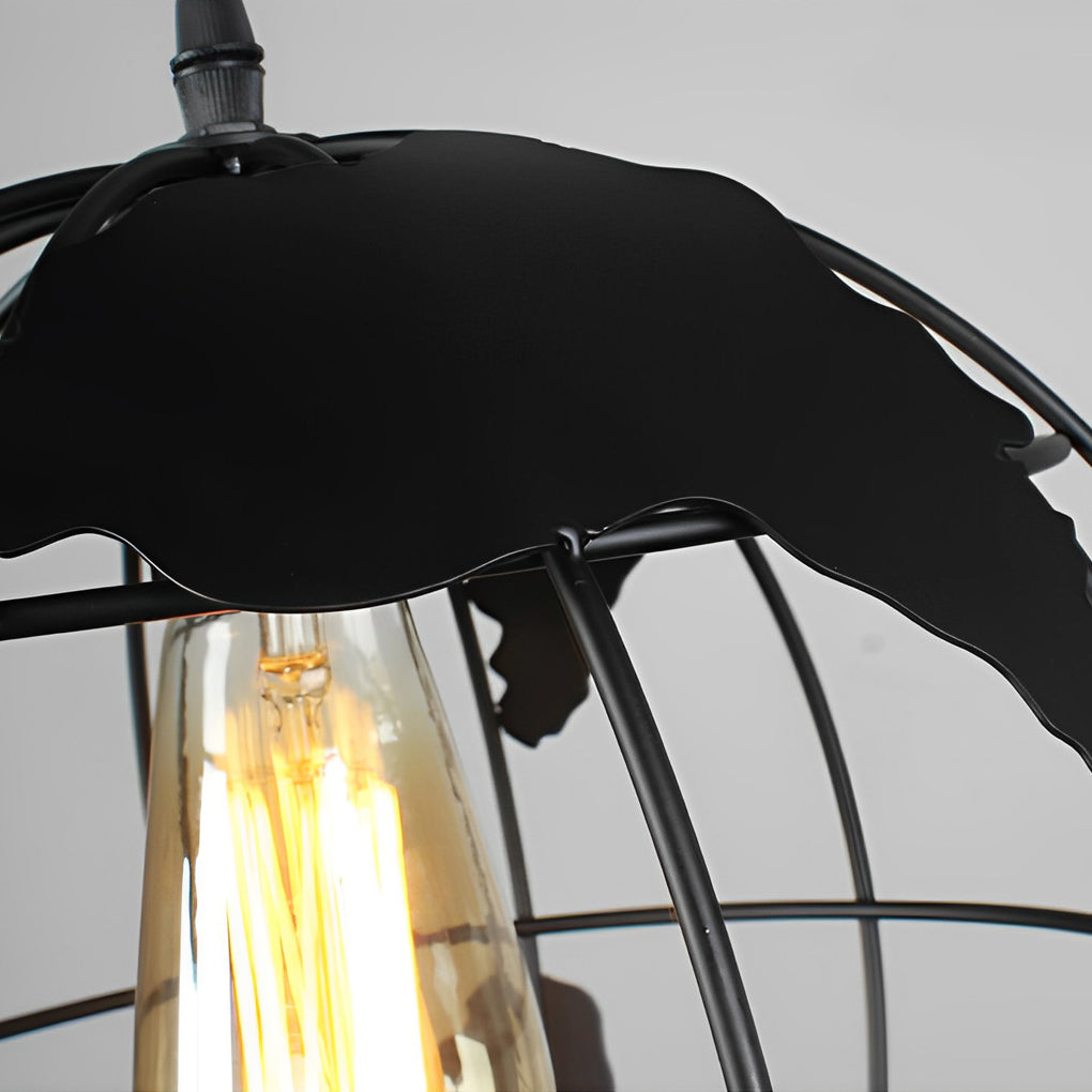 Industrial Globe Pendant — Black or White Iron, 12" Diameter, E27, Max 60W