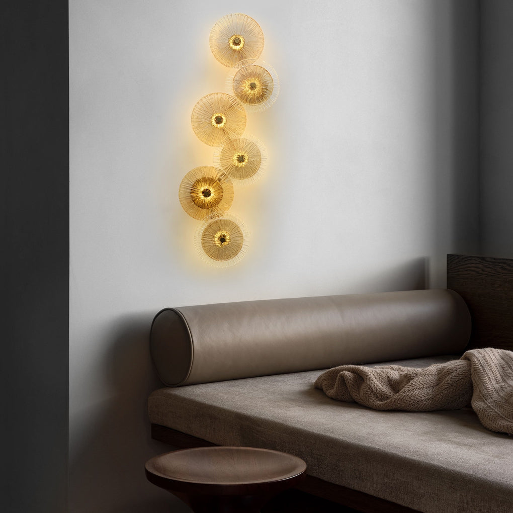 Round Glass Wall Sconce — Iron and Glass, Post-Modern LED, Warm White 3000K, 1- to 9-Light Configurations