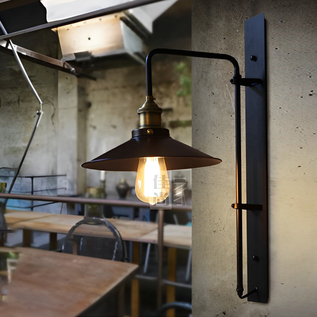 Adjustable Retro Industrial Swing-Arm Wall Sconce — Black Iron and Glass, 6W LED E27, 10" × 22"