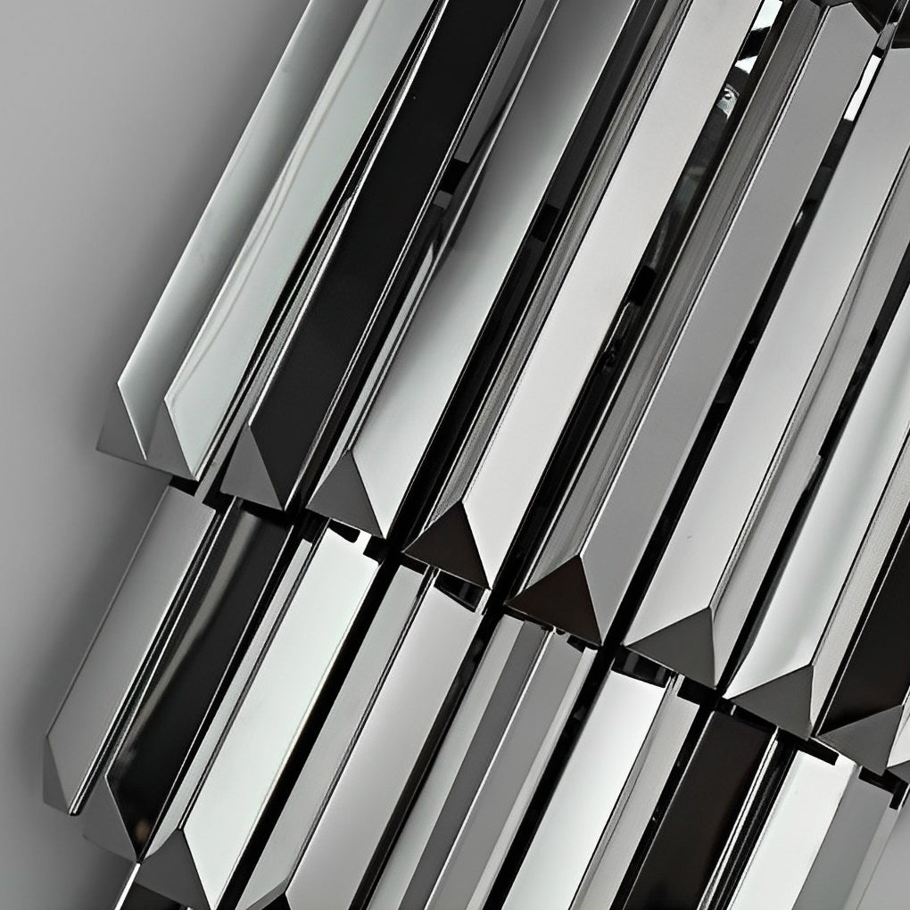 Postmodern Crystal and Stainless Steel Wall Sconce — Smoke Gray, Three-Step Dimming LED, E14