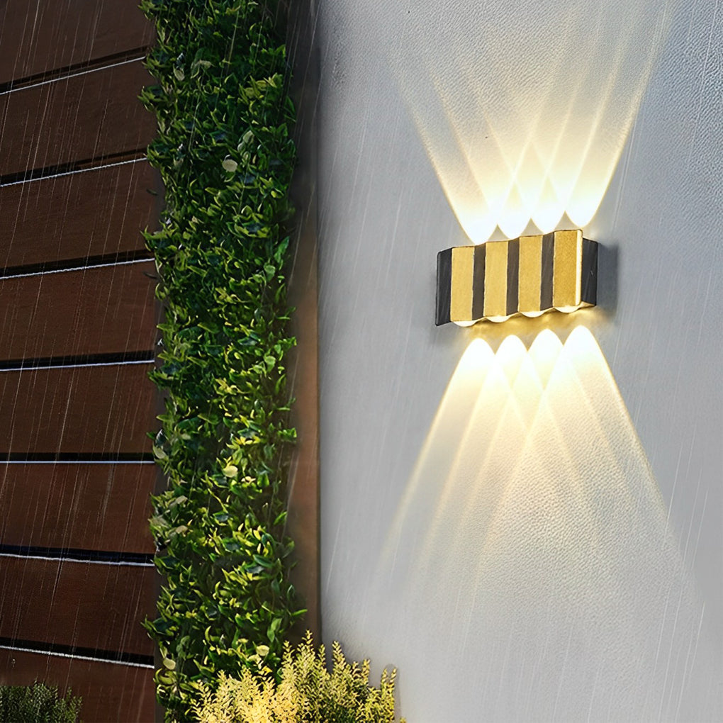 Bent Rectangle Up/Down Outdoor Wall Sconce — Aluminum, Black and Gold, LED 4W–10W, IP65