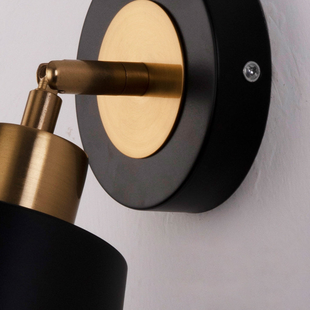 Adjustable Black and Gold Wall Sconce — Iron, LED 12W, 3-Step Dimming (3000K/4500K/6000K), E27, 180° Tilt / 350° Swivel