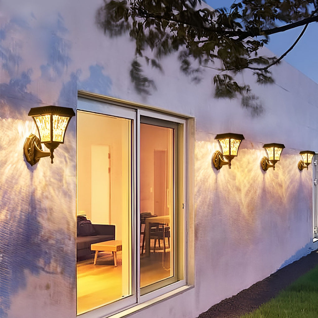 Modern Outdoor Solar Wall Sconce — Die-Cast Aluminum, LED, Touch Control, 360° Waterproof, 9"W