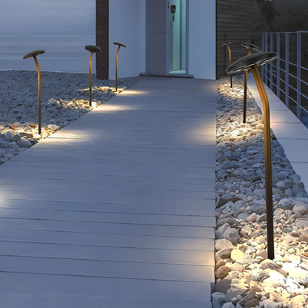 Mushroom LED Path Light — Aluminum, Brown, IP65 Weatherproof, Warm White 3000K, 33" H
