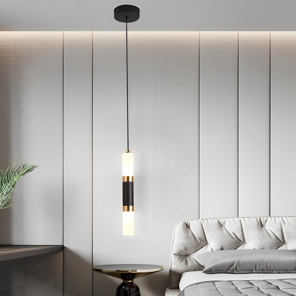 Minimalist Black LED Mini Pendant — Aluminum and Bubble Acrylic, Adjustable 78" Cord