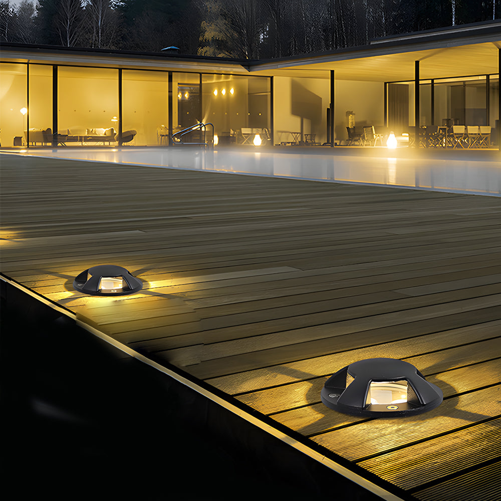 Horizontal Side-Emitting Step & Deck Light — Aluminum, DC12V Low Voltage, LED, IP65 Waterproof, Flash Gray, 3000K Warm White
