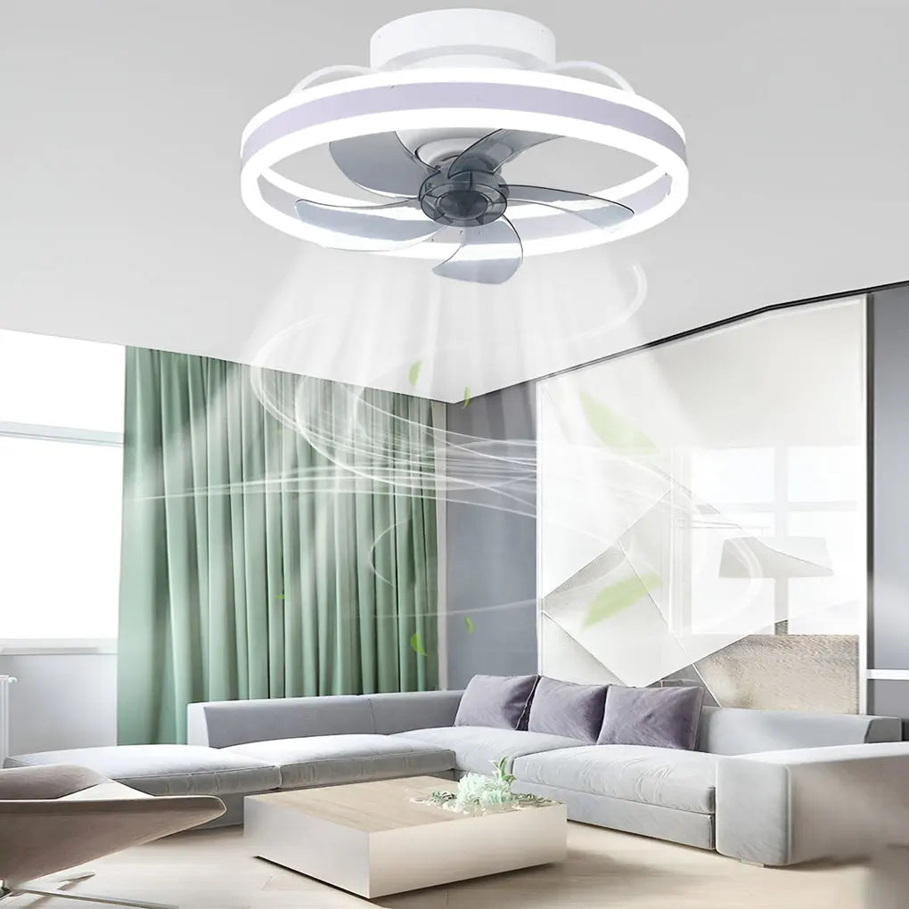 Modern Ceiling Fan Light with Round Design, Stepless Dimming, and 360° Rotation Luxe