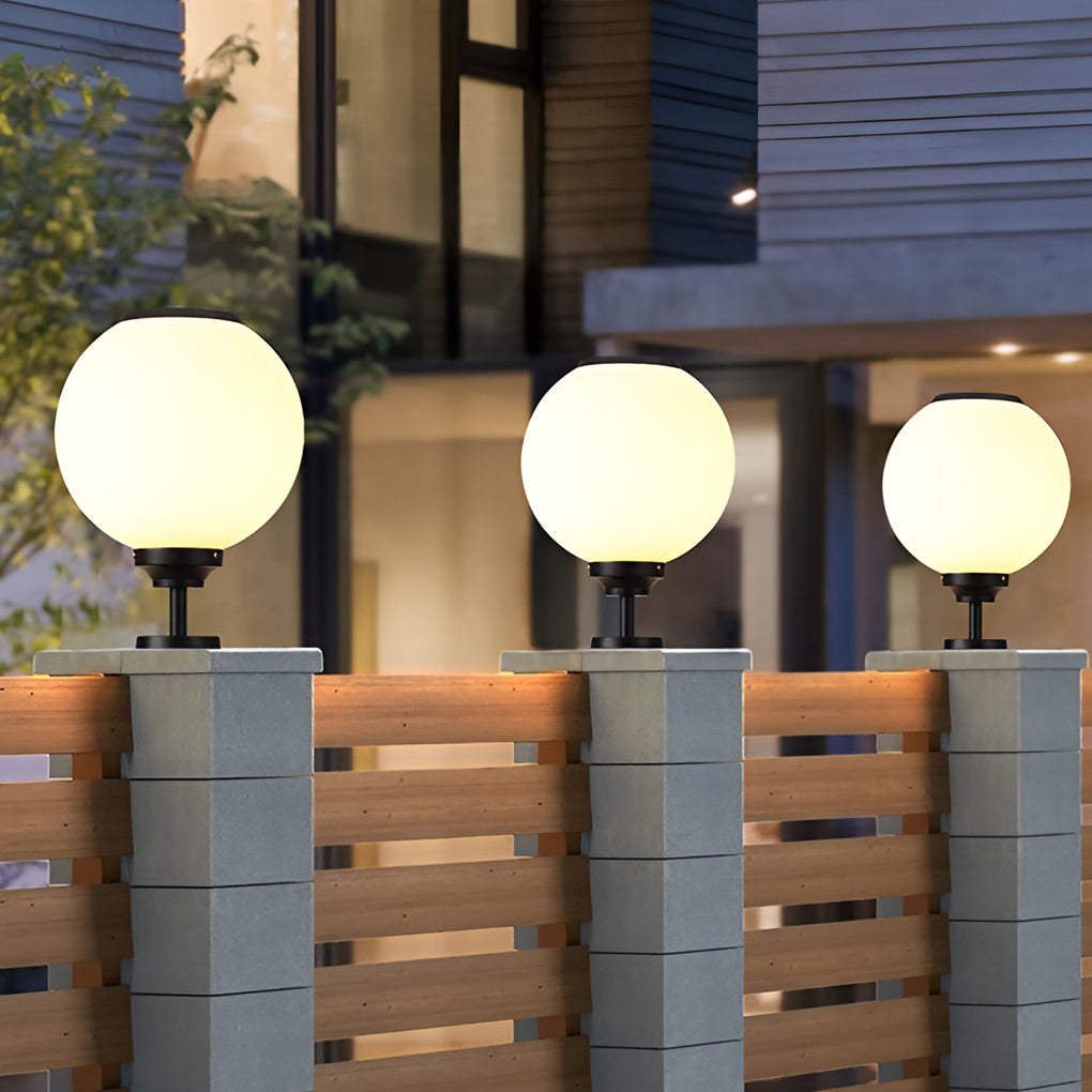 Ball Solar Post Cap Pillar Light — Die-Cast Aluminum, LED, Three-Step Dimming (3000K / 4500K / 6000K), Waterproof