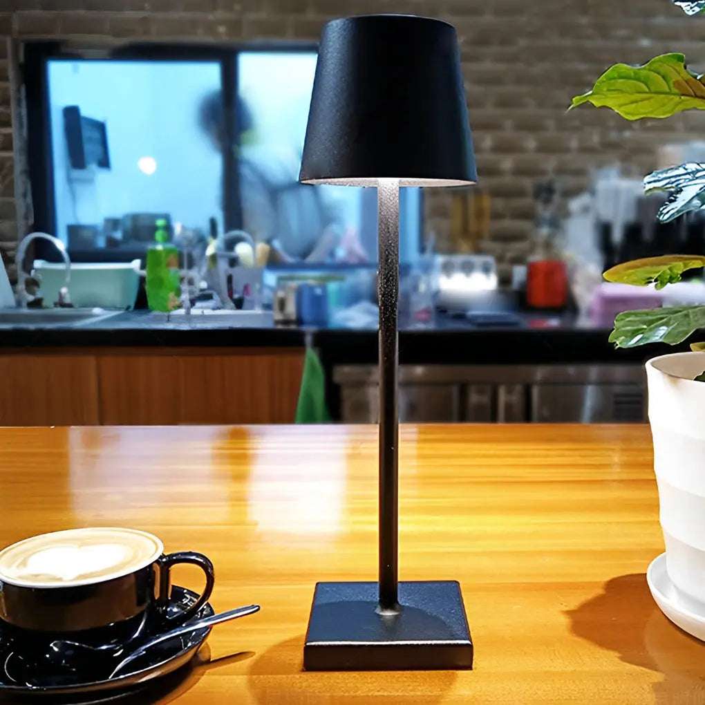 Portable Touch-Control Table Lamp with Rechargeable Aluminum Design - Top Hat Luxe