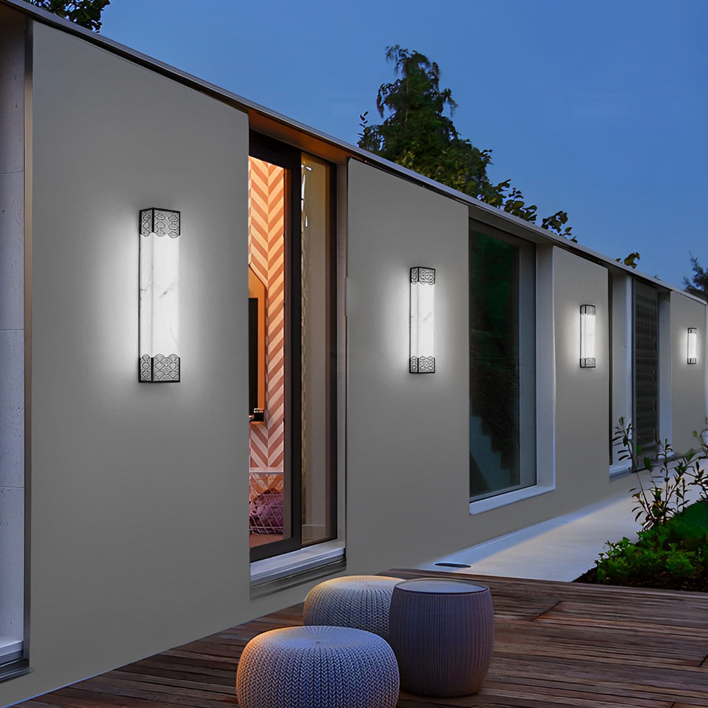 Vintage Rectangular Outdoor Wall Sconce — Stainless Steel & Resin, LED 20W, 3-Color Temperature, IP-Rated Weatherproof, 26" Height