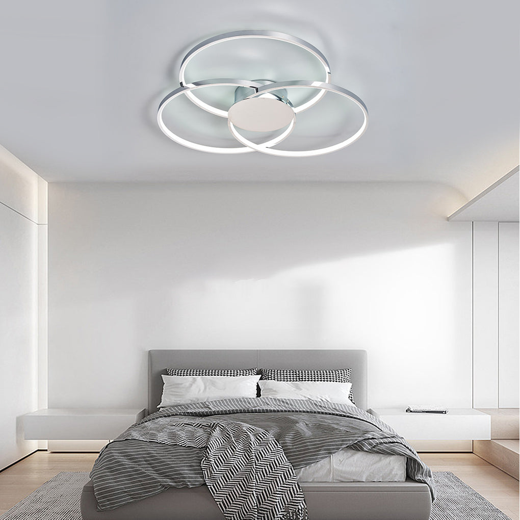Three-Ring LED Flush Mount — Electroplated Metal, Stepless Dimming, Remote Control, 18.9" or 29.9"
