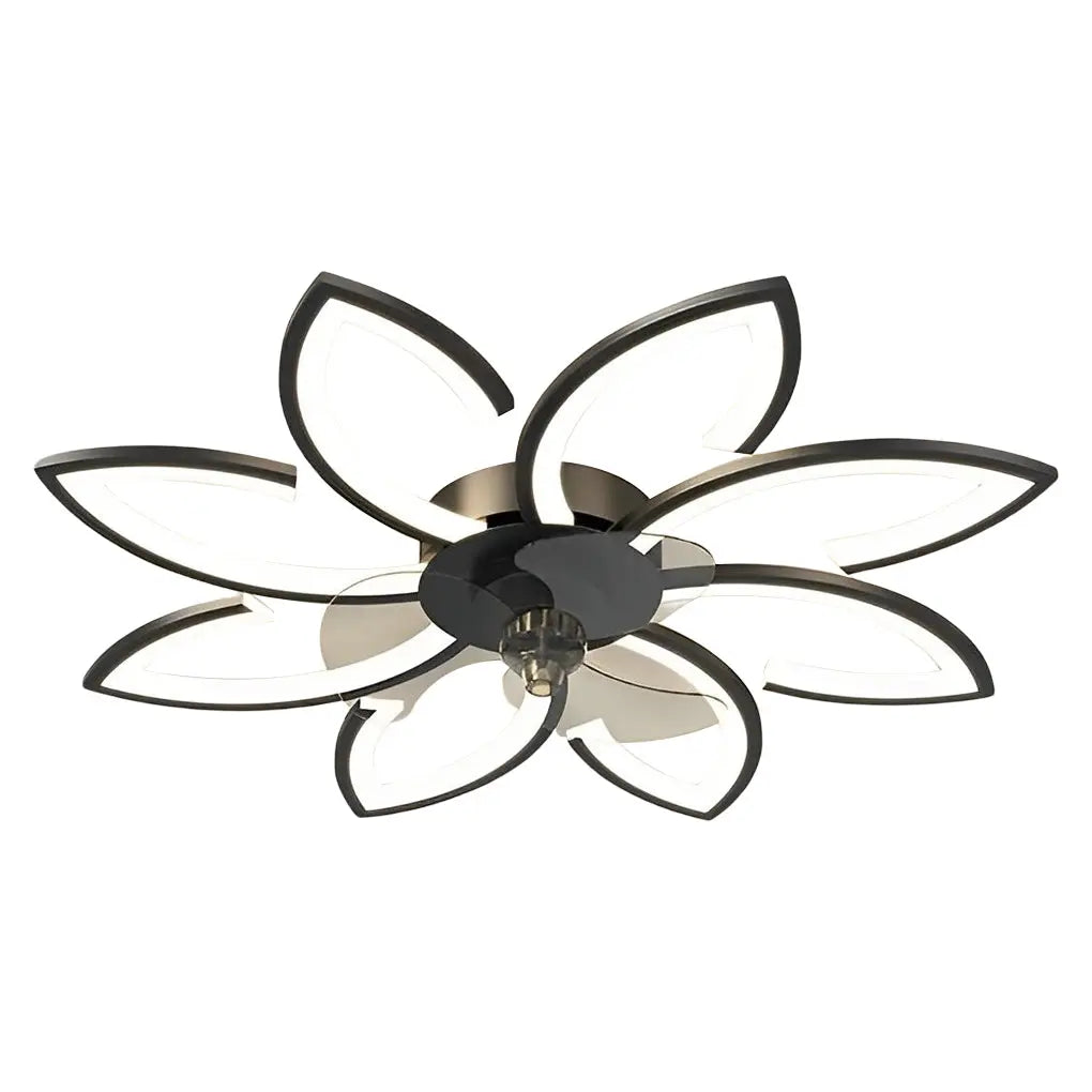 Modern Ceiling Fan Light with Flower Smart Silent Stepless Dimming LED Luxe