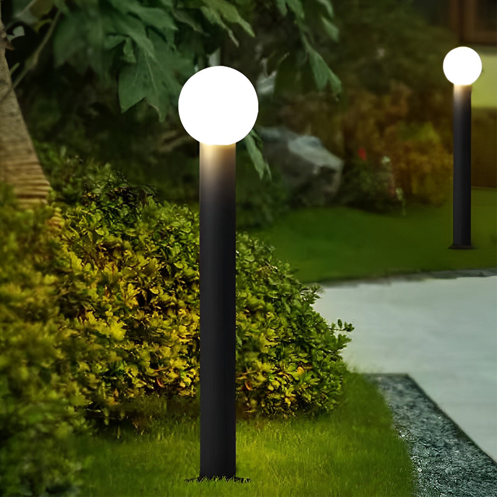 Round Ball LED Bollard Path Light — Black Stainless Steel, 3W/5W, 3000K Warm White, IP54 Weatherproof, 10" or 31.5" Height