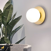 Modern Round Glass Ball Wall Sconce — Iron, 12W LED, 8" Diameter, Black or Gold
