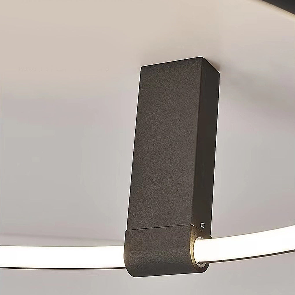 Modern Minimalist LED Semi-Flush Mount — Black Aluminum, Adjustable, 3-Step Dimming, 12"–20"