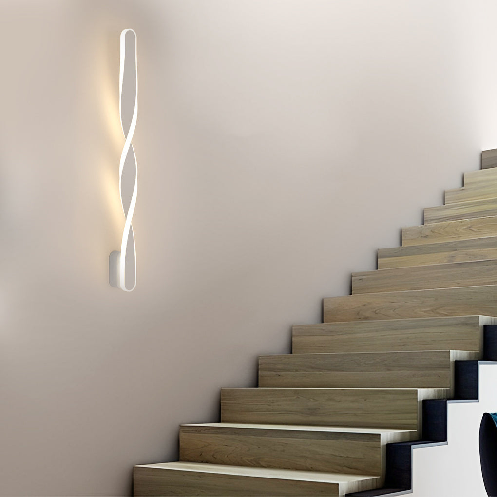 Minimalist Spiral Linear Wall Sconce — Aluminum with Silicone LED Strip, 29W, 28"