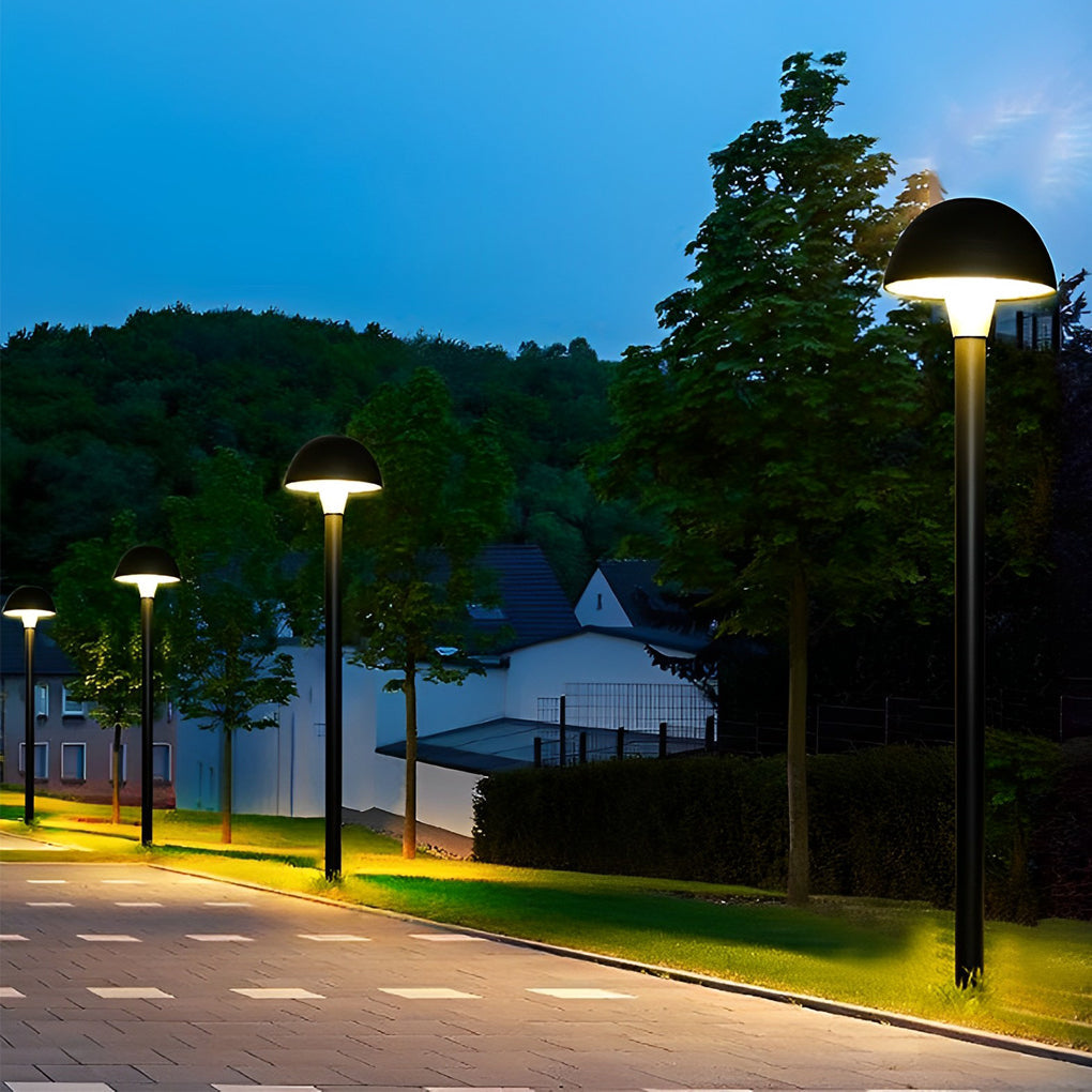 Mushroom Outdoor Bollard Light — Black Aluminum & Acrylic, LED Warm White, IP65 Weatherproof