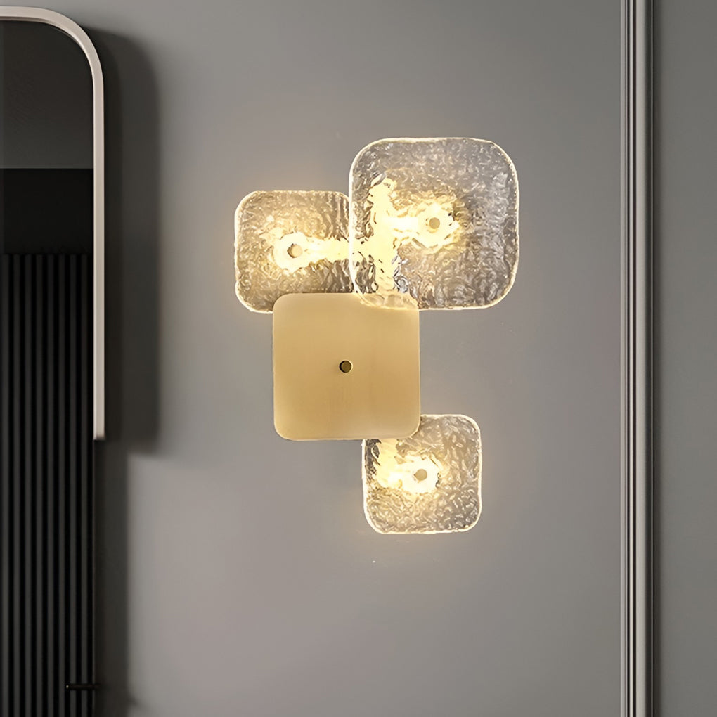 Modern Copper LED Wall Sconce with Creative Rounded Square Glass Design
