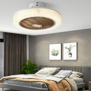 Modern Bladeless Ceiling Fan Light with Round Dimmable LED and Quiet Warm Air
