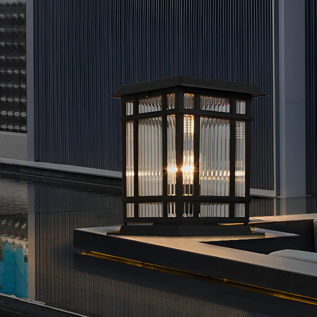 Modern Retro Solar Fence Post Light — Matte Black Aluminum and Glass, LED, Waterproof