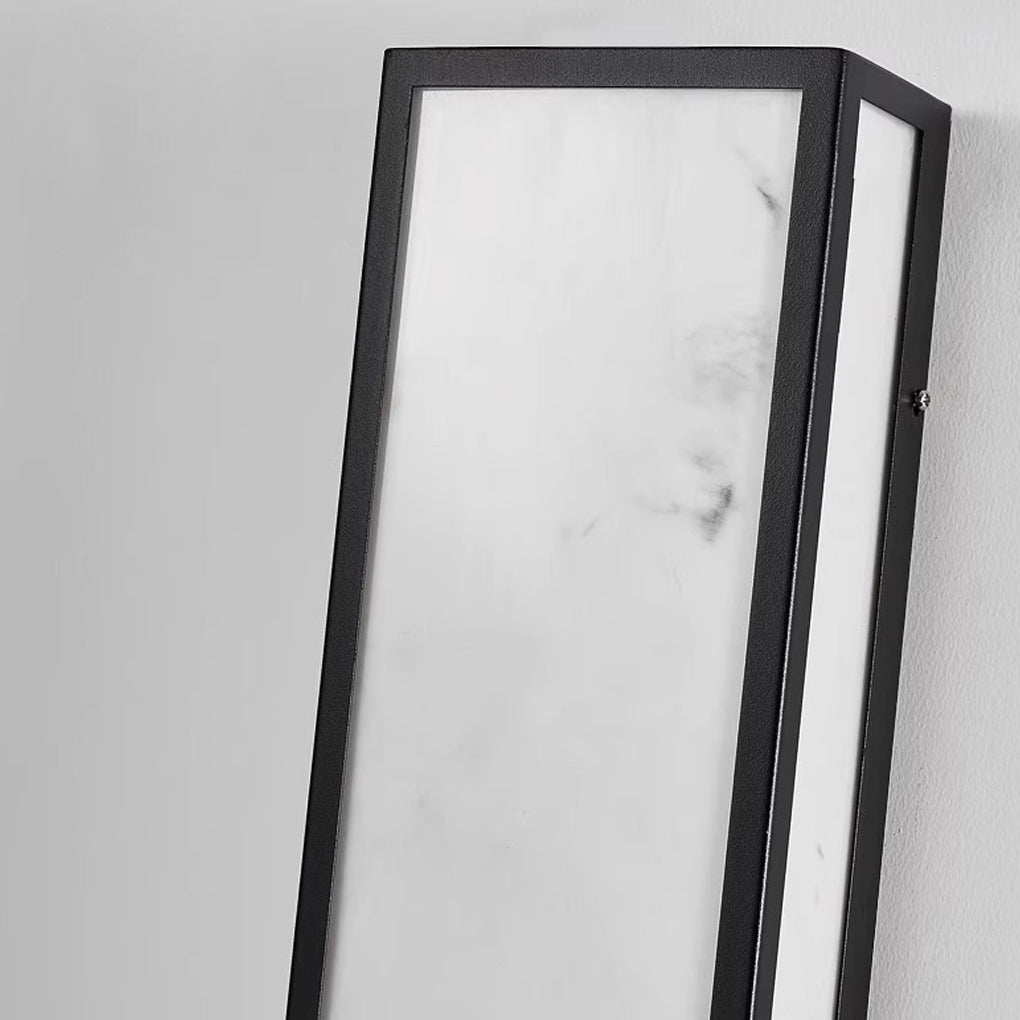 Modern Rectangular Outdoor Wall Sconce — Black Stainless Steel & Resin, LED, IP65, 12W–28W