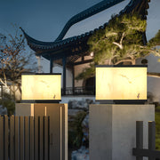 Modern Square Fence Post Pillar Light — Die-Cast Aluminum, Imitation Marble, Solar LED, 3000K, IP65 Waterproof
