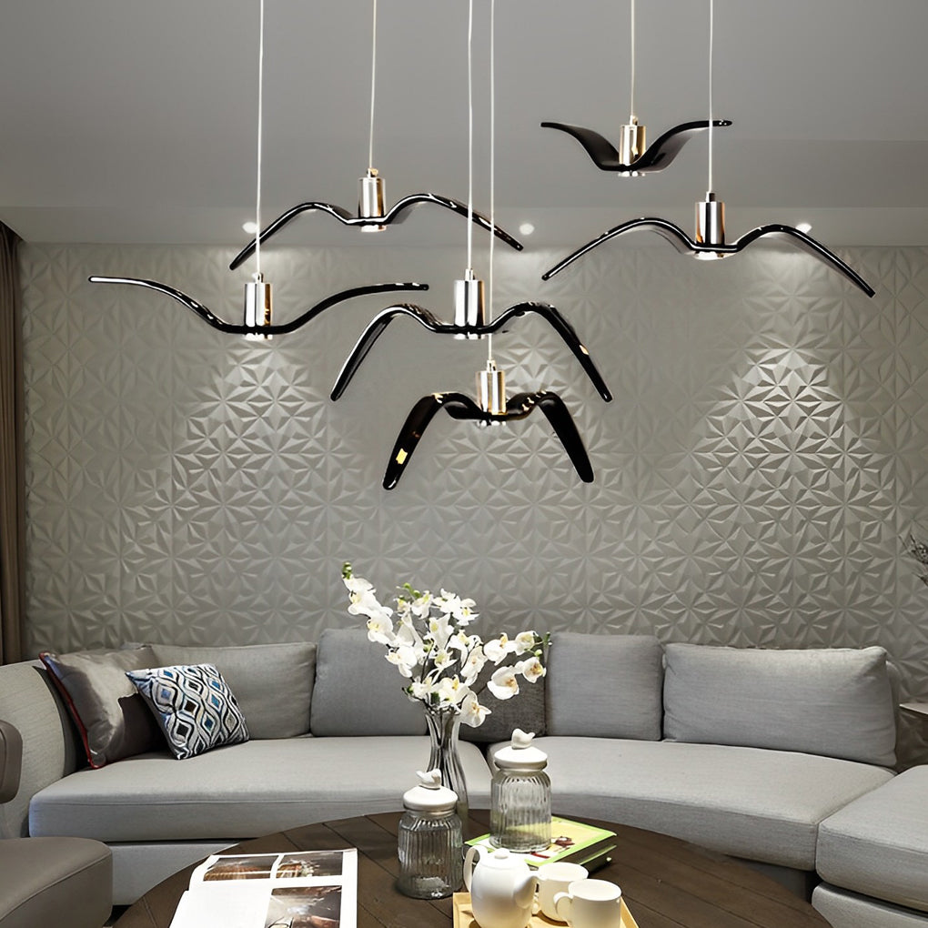Seagull LED Chandelier — Ceramic and Chrome, Modern, Warm White 3000K