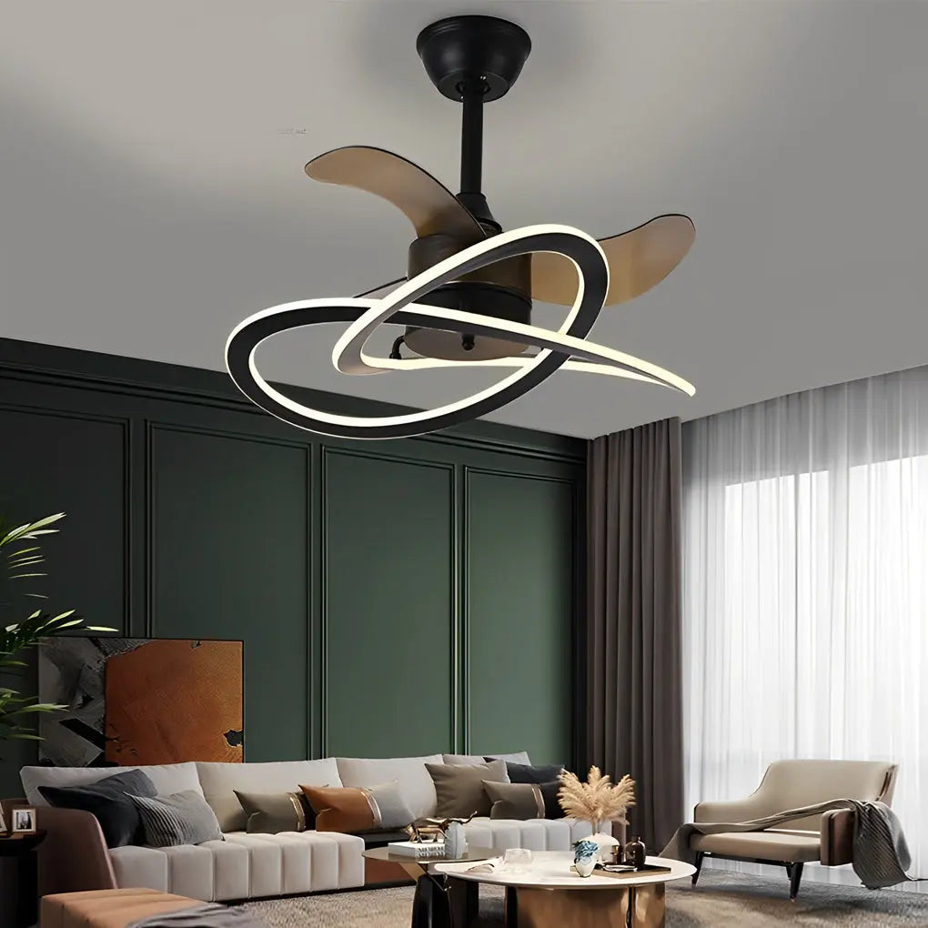 Nordic Bladeless Ceiling Fans with Waves Flower LED, Mute Function, and Creative Timing Luxe