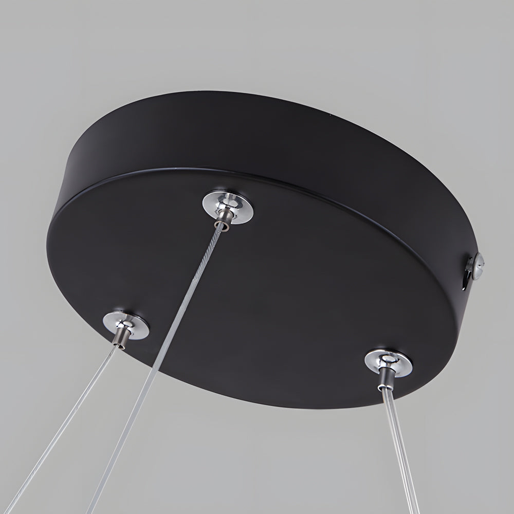 Round Minimalist Office Pendant — Matte Black Iron, LED 6000K, 21W–84W Adjustable Hang