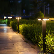Square LED Bollard Path Light — Die-Cast Aluminum, 4-Light, Solar / Hardwired, IP65 Waterproof, 3000K / 6000K, 16"–39" Heights