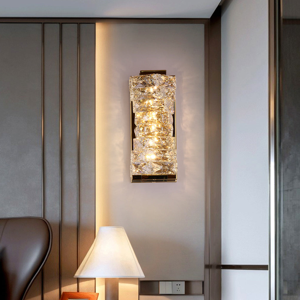Modern Crystal Wall Sconce — Stainless Steel, 10W LED, Three-Step Dimming (3000K/4000K/6000K)