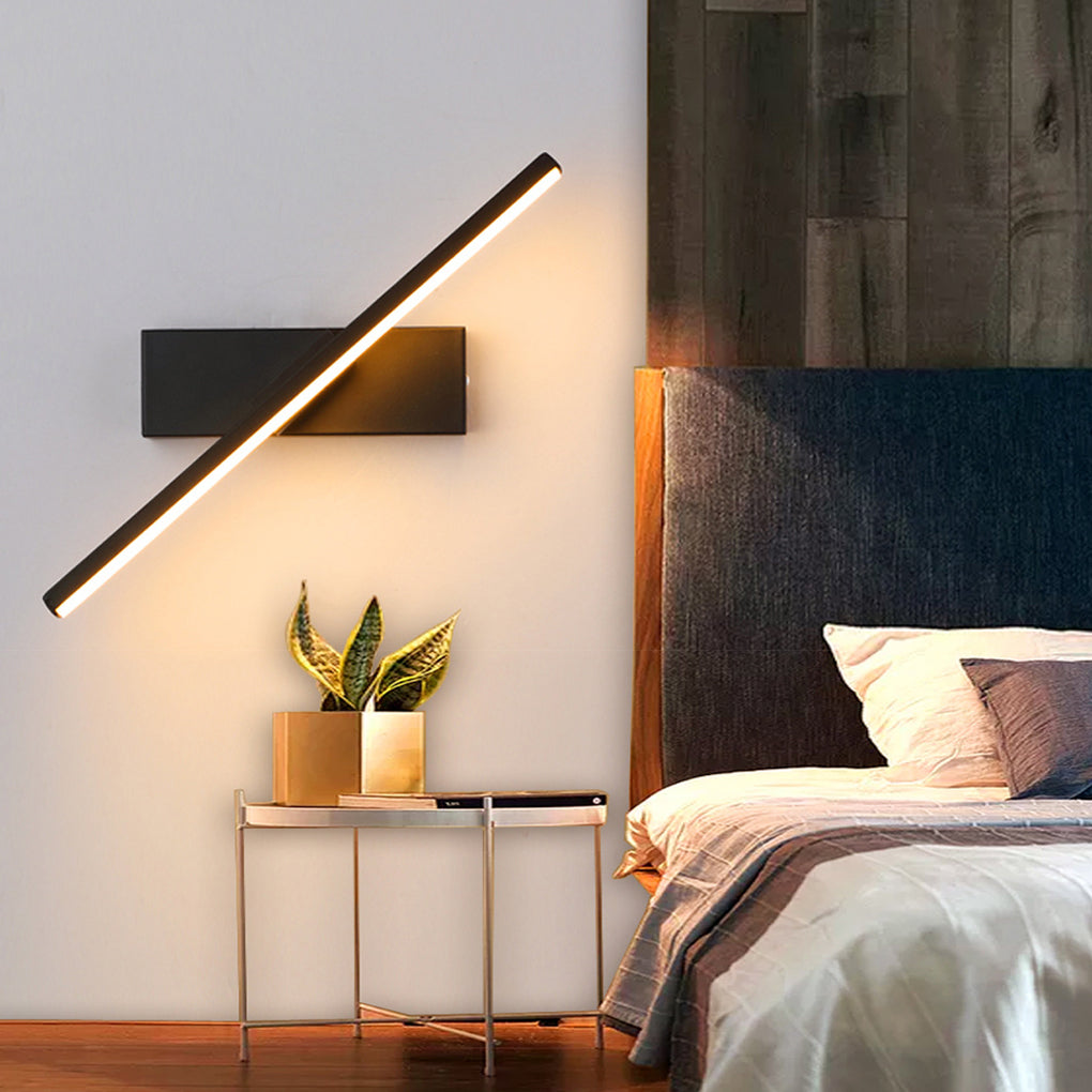 330° Rotatable Linear LED Wall Sconce — Aluminum & Iron, Black or White, 12" or 20"