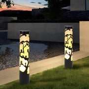 Wintersweet Plum Blossom Pathway Bollard Light — Black Galvanized Steel, LED, IP65, 24" Height