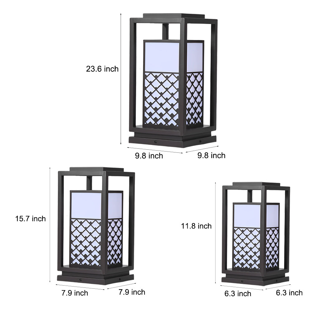 Retro Black Solar Bollard Pathway Light — Galvanized Steel and Acrylic, LED, IP65 Weatherproof