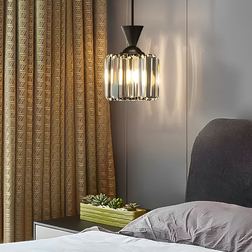 Round and Square Crystal Mini Pendant — Black and Gold, E27, Three-Step Dimming, 3000K/4500K/6000K