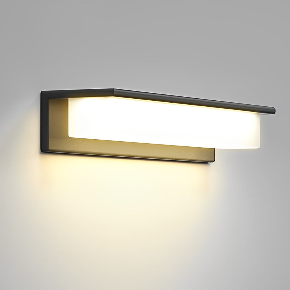 Modern Minimalist Rectangular Solar Wall Sconce — Aluminum, LED, IP54 Weatherproof, Warm White 3000K