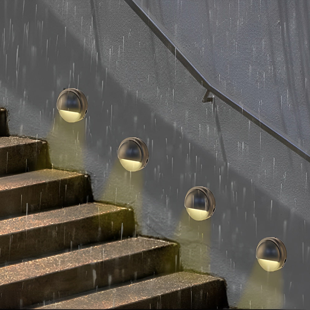 Half-Moon LED Step & Deck Light — Aluminum, Downward, 12–36V Low Voltage, IP67 Weatherproof, 3.7" Diameter