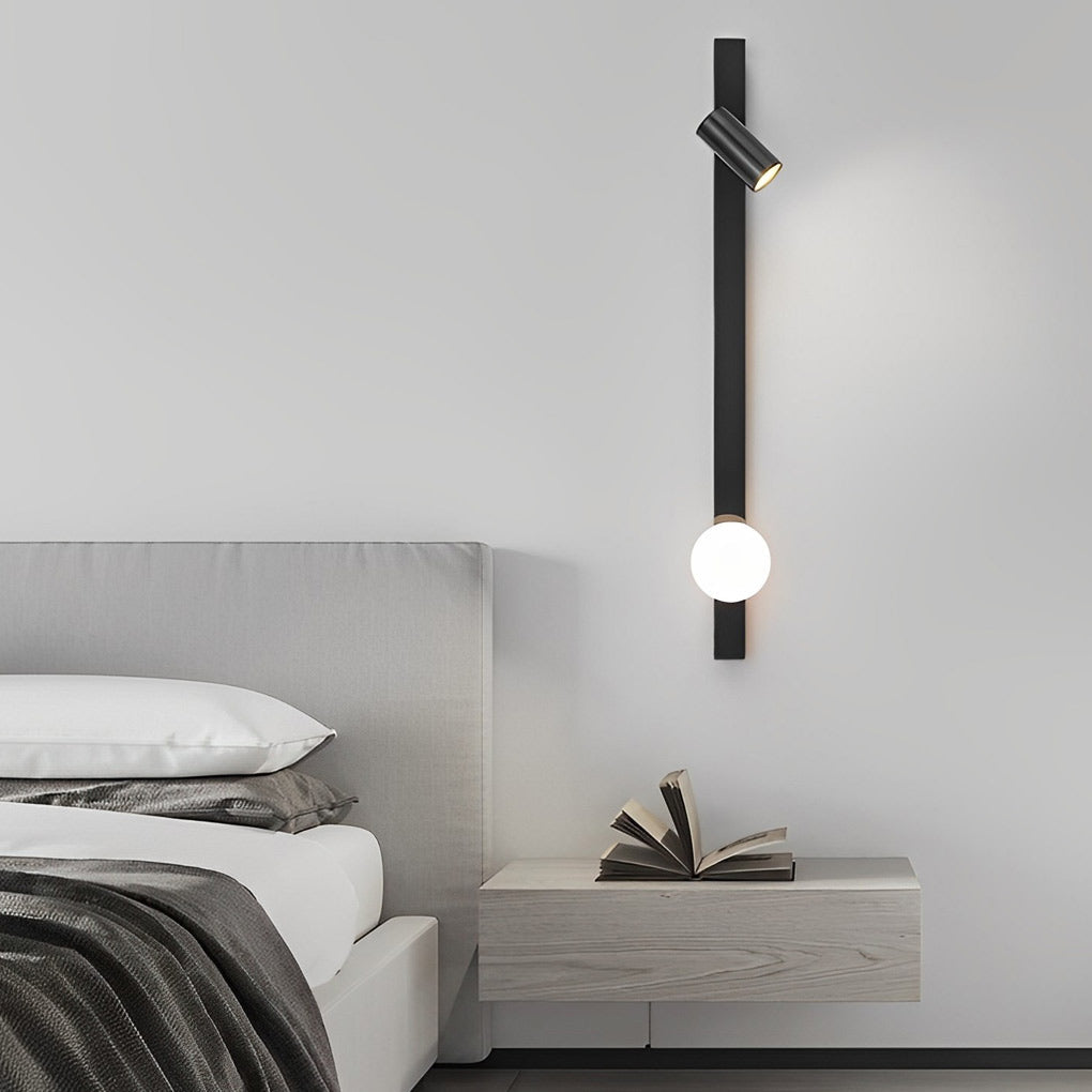 Linear Wall Sconce with Adjustable Spotlight — Black and Gold, Copper and Glass, Three-Step Dimming (3000K/4500K/6000K), LED, 31"