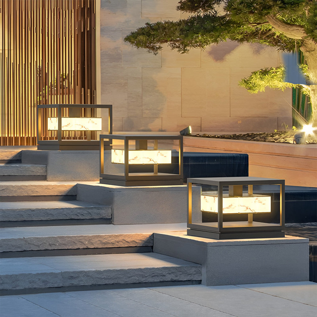 Modern Square Solar Deck Post Cap Light — Stainless Steel & PC, LED, IP65 Weatherproof, Warm White 3000K
