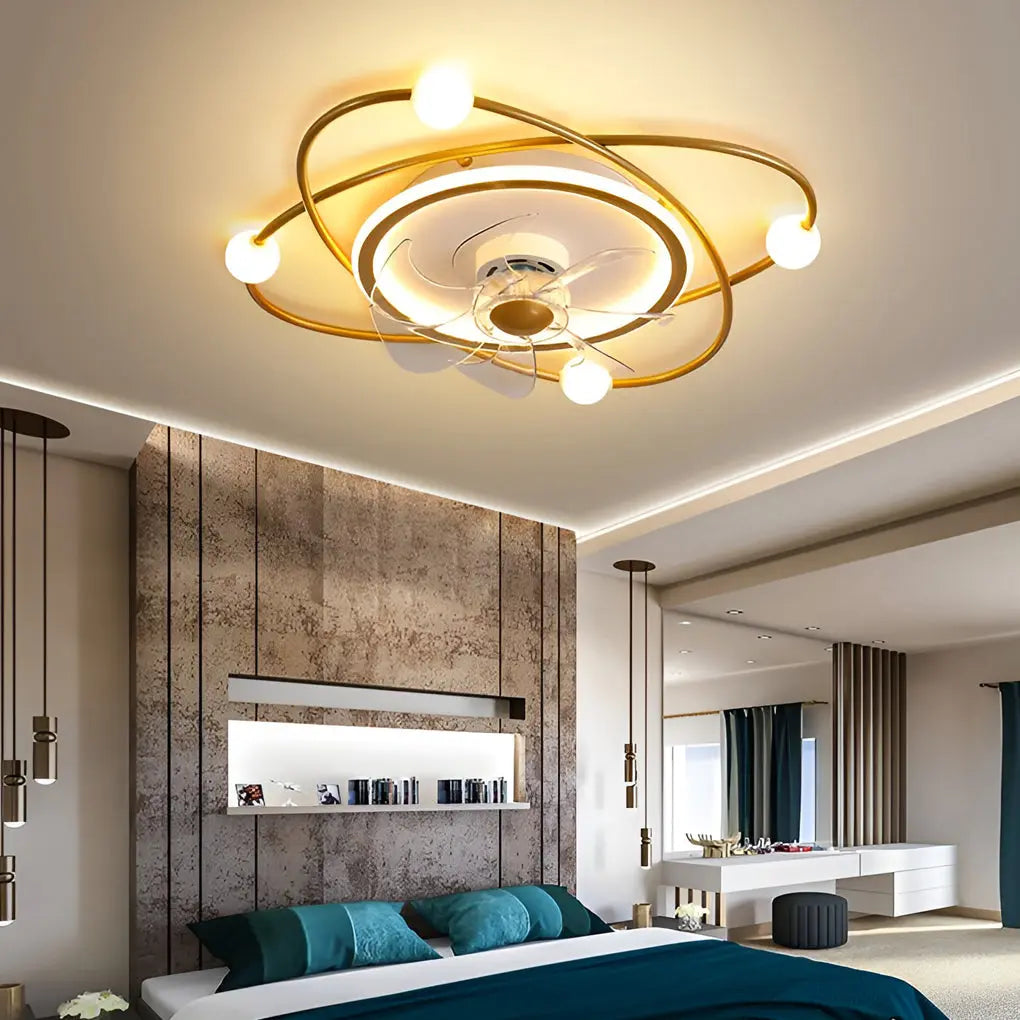 Nordic Ceiling Fan Light with Creative Intelligent Mute and Stepless Dimming LED Luxe