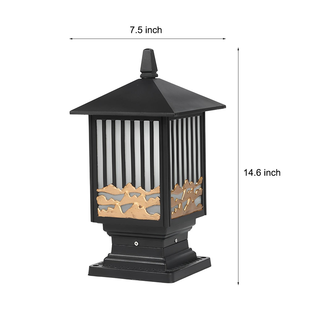 Vintage Black Solar / Hardwired Outdoor Post Light — Die-Cast Aluminum, Frosted Glass, LED 3000K, IP-Rated Weatherproof