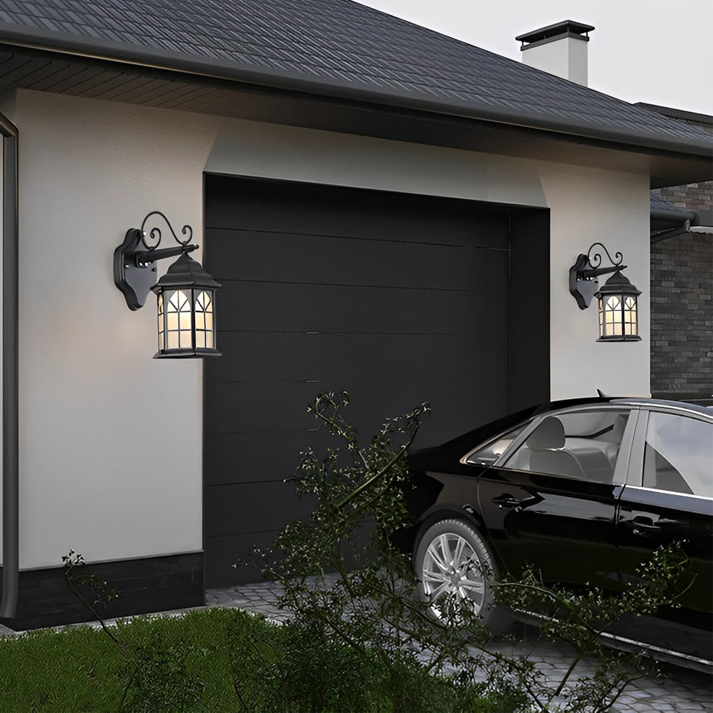 Retro Solar & Hardwired Outdoor Wall Sconce — Die-Cast Aluminum and Glass, Dimmable LED, Remote Control, IP65 Weatherproof