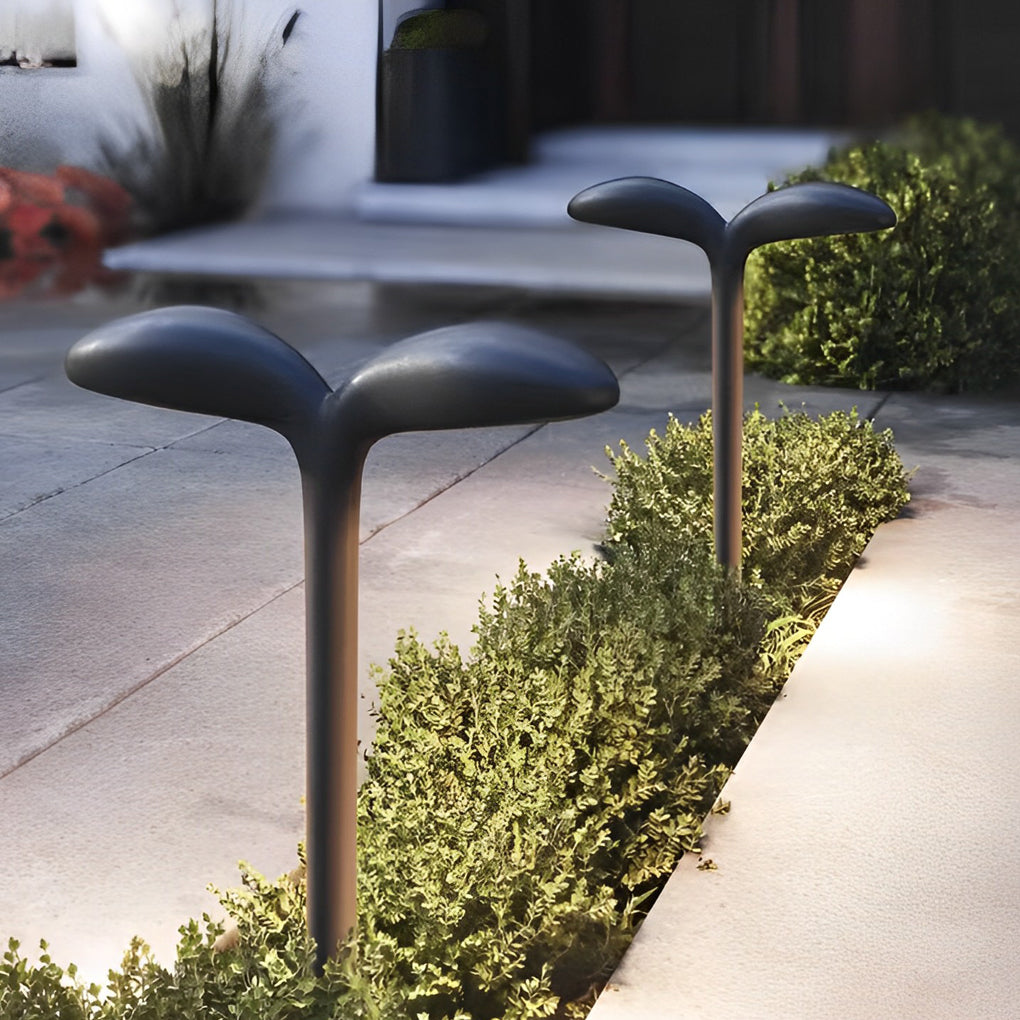 Bean-Sprout Grass LED Pathway Bollard Light — Black Aluminum, Warm White 3000K, 1-Light or 2-Light, 24" Height