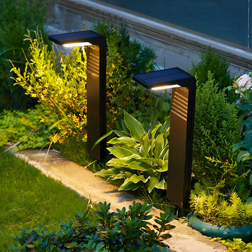 Modern Solar LED Bollard Path Light — ABS+PC, Black, Dusk-to-Dawn Auto On/Off, IP64, 4V/2W, 6000K/3000K